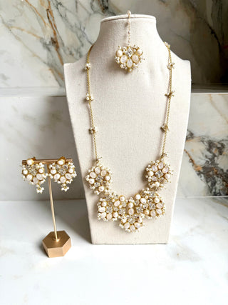 Zahra Moti Pearl & Crystal Indian Mala Set - Meeraa Jewels